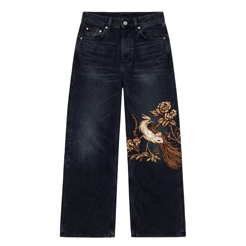 Off Supply Gilded Crane Embroidered Denim — Limited Edition