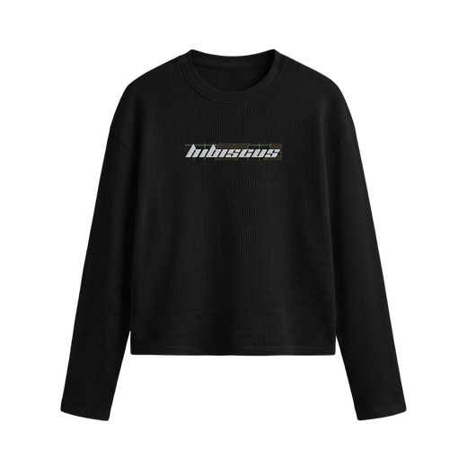 Off Supply Hibiscus Black Waffle T-shirt