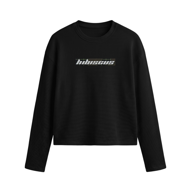 Off Supply Hibiscus Black Waffle T-shirt