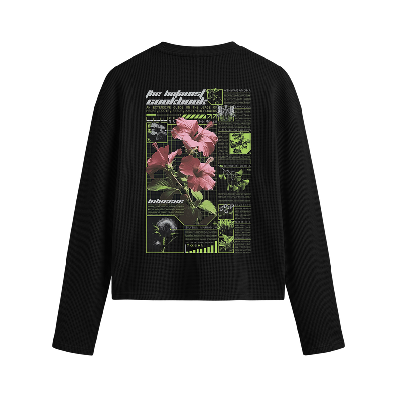 Off Supply Hibiscus Black Waffle T-shirt