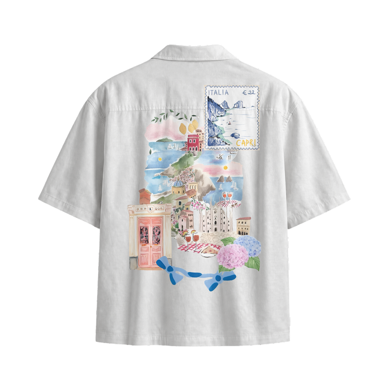 Off Supply Limoncello Afternoons Bowling Shirt White