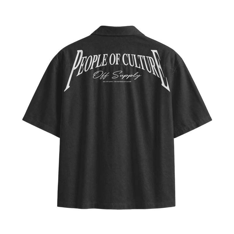Off Supply People of Culture Black Bowling Shirt