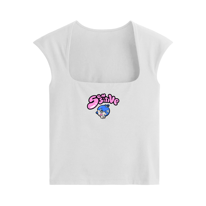 Off Supply Sensitive White Crop Top
