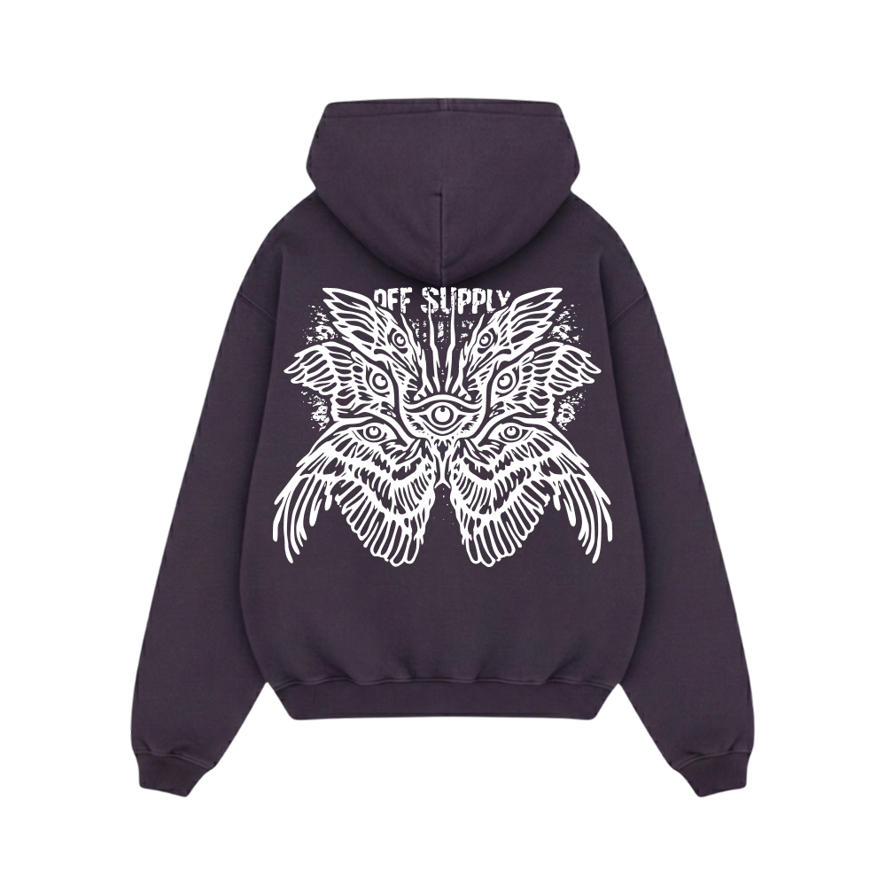 Off supply Eye Angel purple hoodie