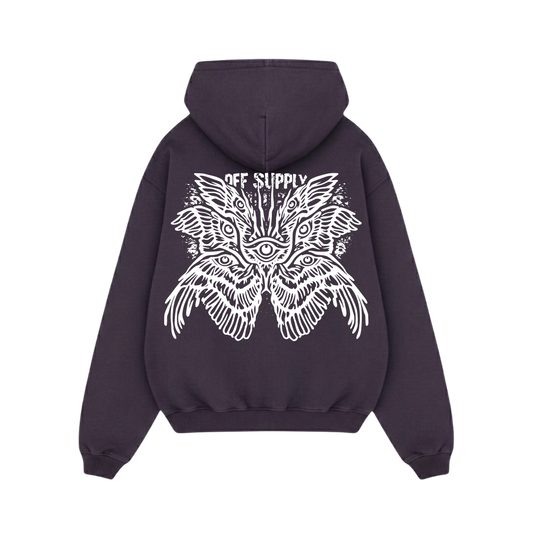 Off supply Eye Angel purple hoodie