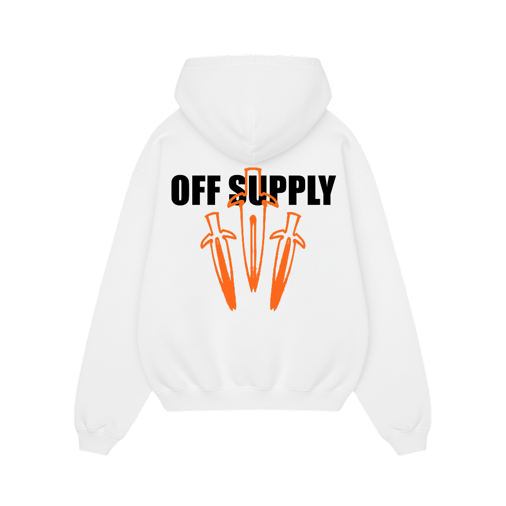 Off supply Orange Dagger white Hoodie
