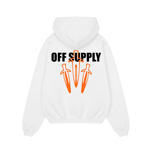 Off supply Orange Dagger white Hoodie