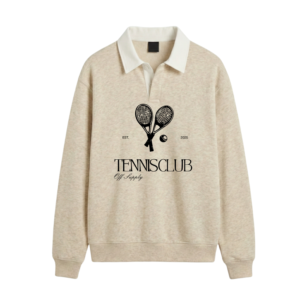 Off supply Tennis Club Beige Polo Sweatshirt