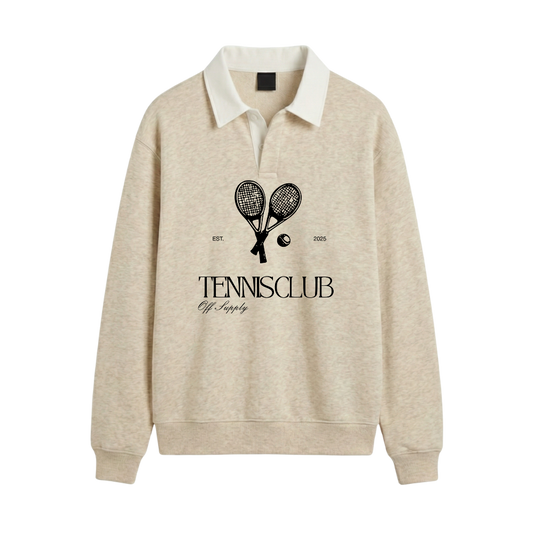Off supply Tennis Club Beige Polo Sweatshirt