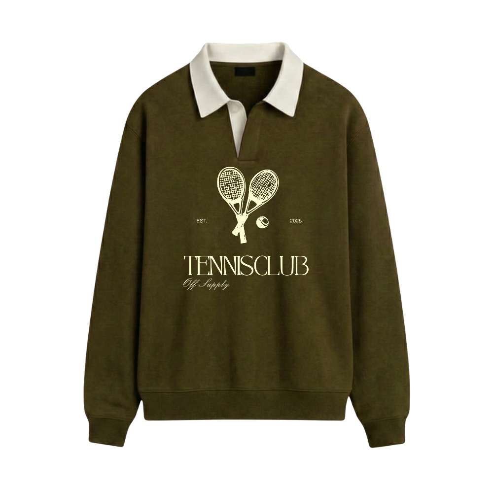 Off supply Tennis Club Olive Polo Sweatshirt