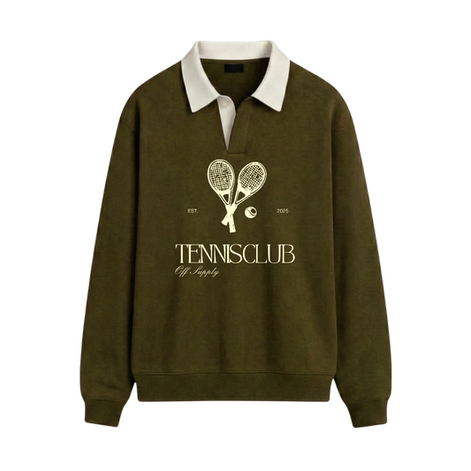Off supply Tennis Club Olive Polo Sweatshirt