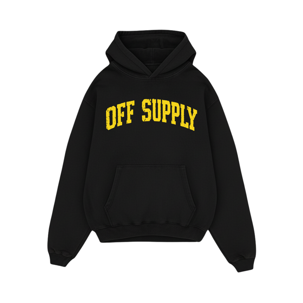 Off supply Varsity text Black Hoodie
