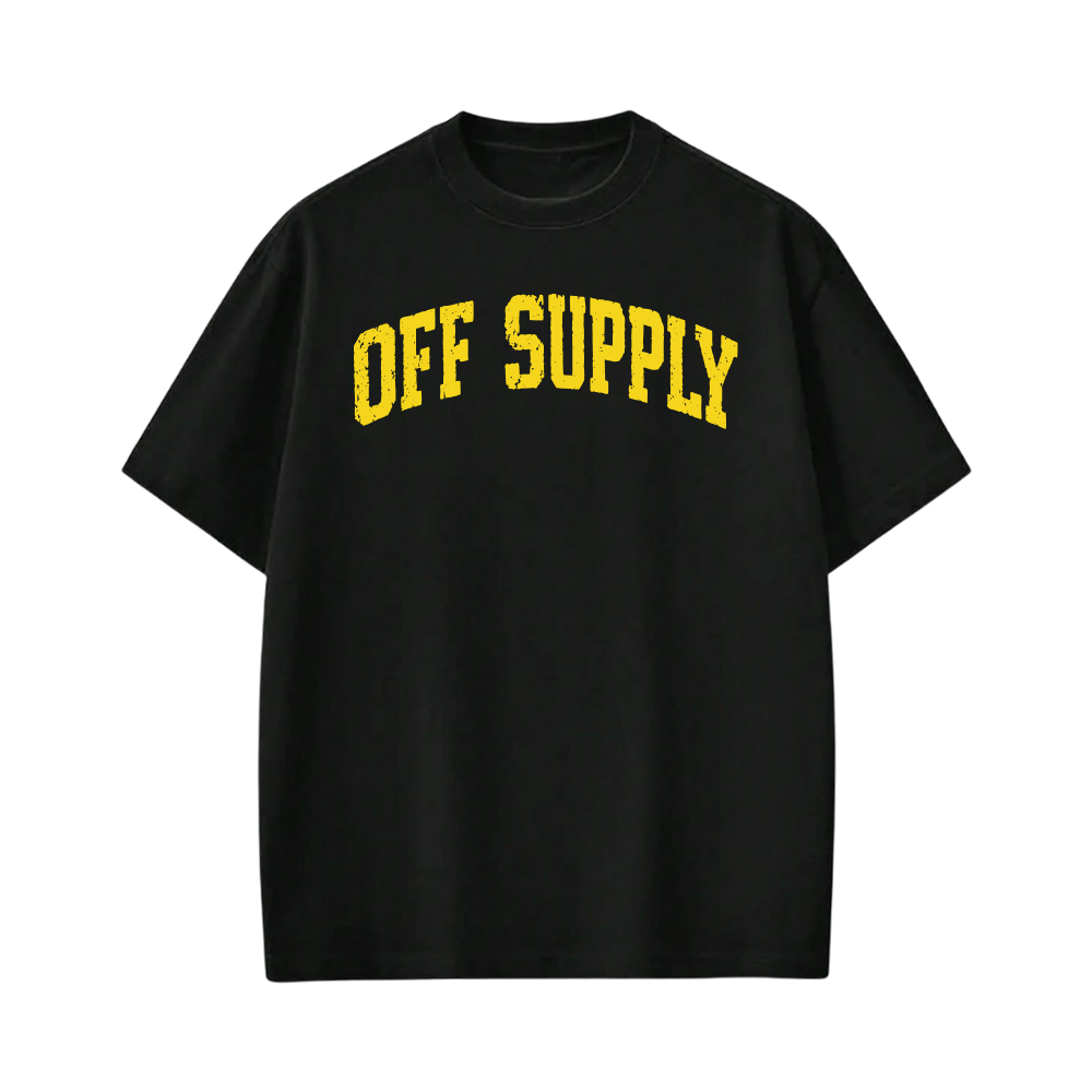 Off supply Varsity text Black T-shirt