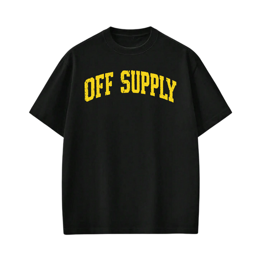 Off supply Varsity text Black T-shirt