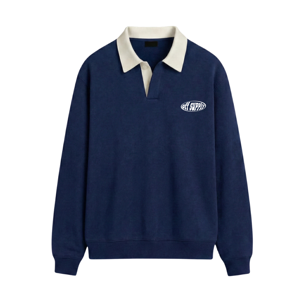 Off Supply Classic Polo Sweatshirt Navy Blue