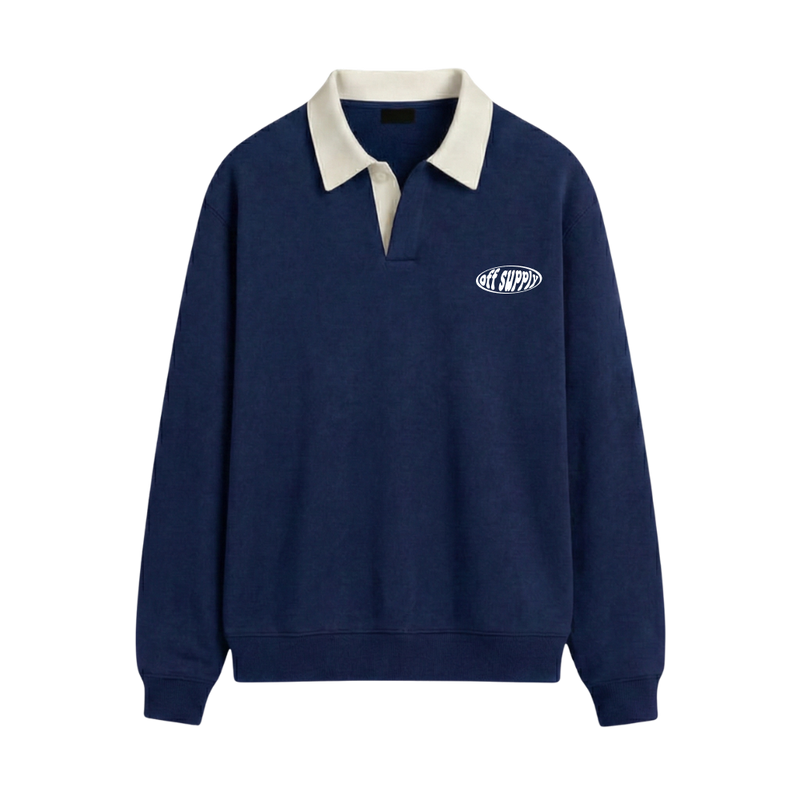 Off Supply Classic Polo Sweatshirt Navy Blue