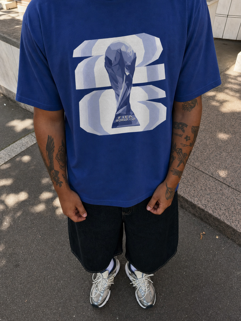 Off Supply Trophy 26 Blue T-Shirt – model front