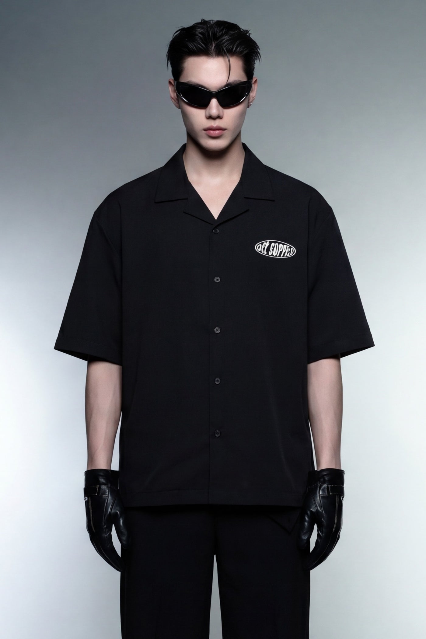assignment-off-supply-black-bowling-shirt model front