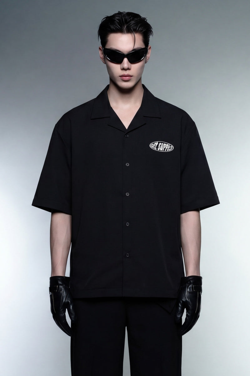 assignment-off-supply-black-bowling-shirt model front