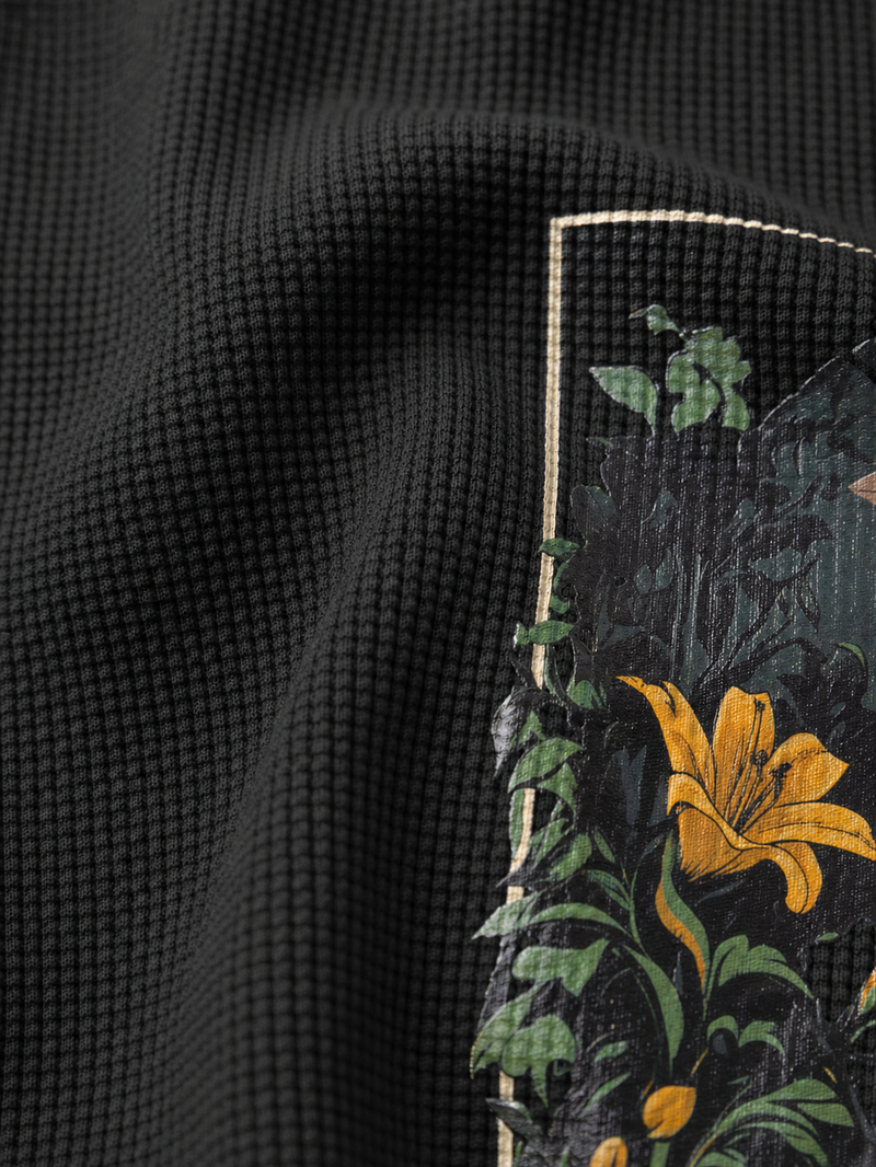 Off Supply Unknown Paradise Waffle T-shirt – close-up detail