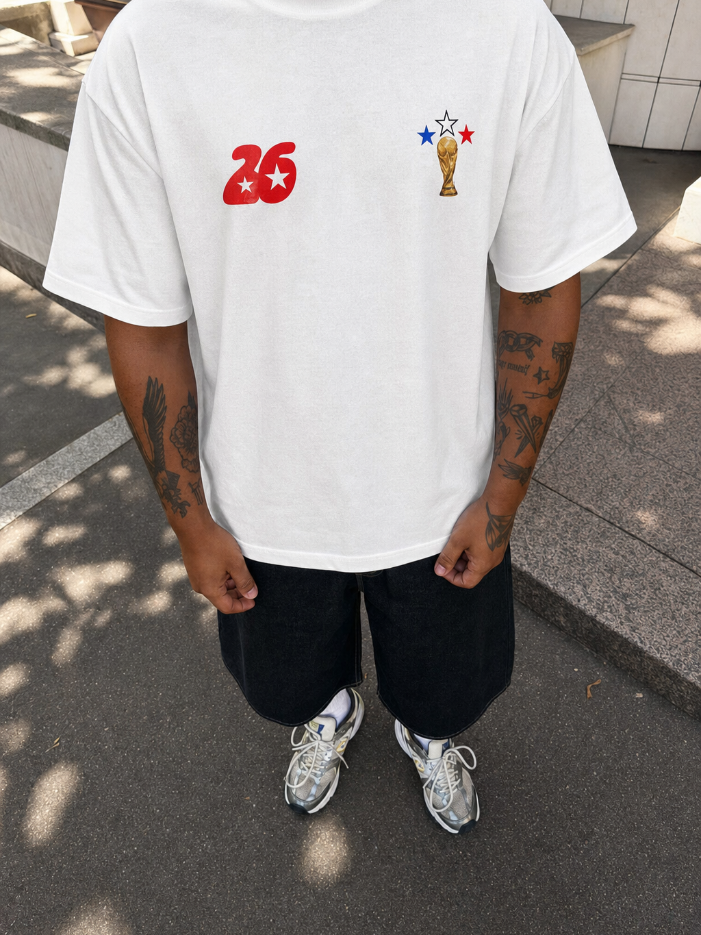 Off Supply France Block White T-Shirt – model front