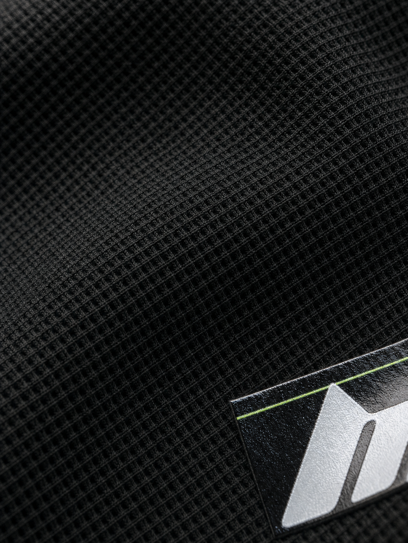 Off Supply Hibiscus Black Waffle T-shirt – close-up detail
