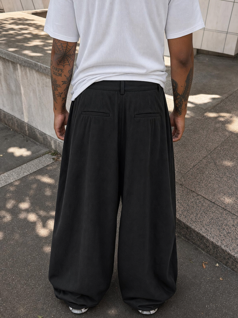Off Supply Cascade Black Trousers – model back