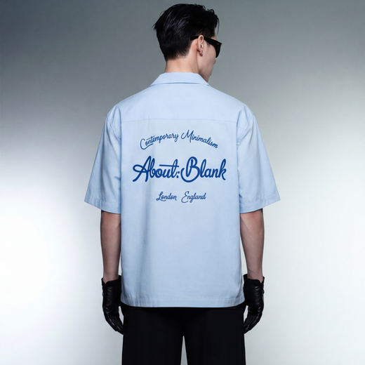 Blank Off Supply Ice Blue Bowling Shirt