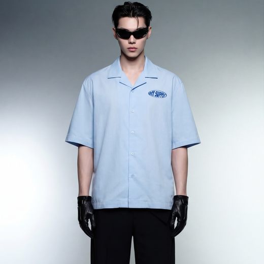Blank Off Supply Ice Blue Bowling Shirt