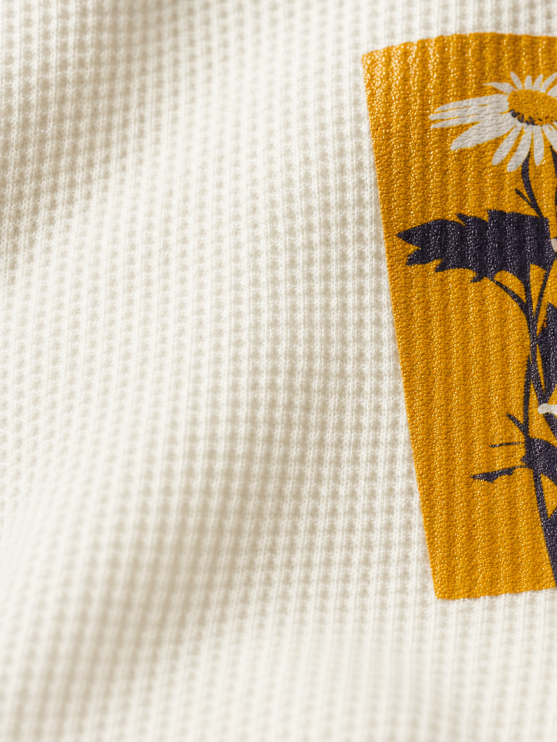 Off Supply Stillness Waffle T-shirt – close-up detail