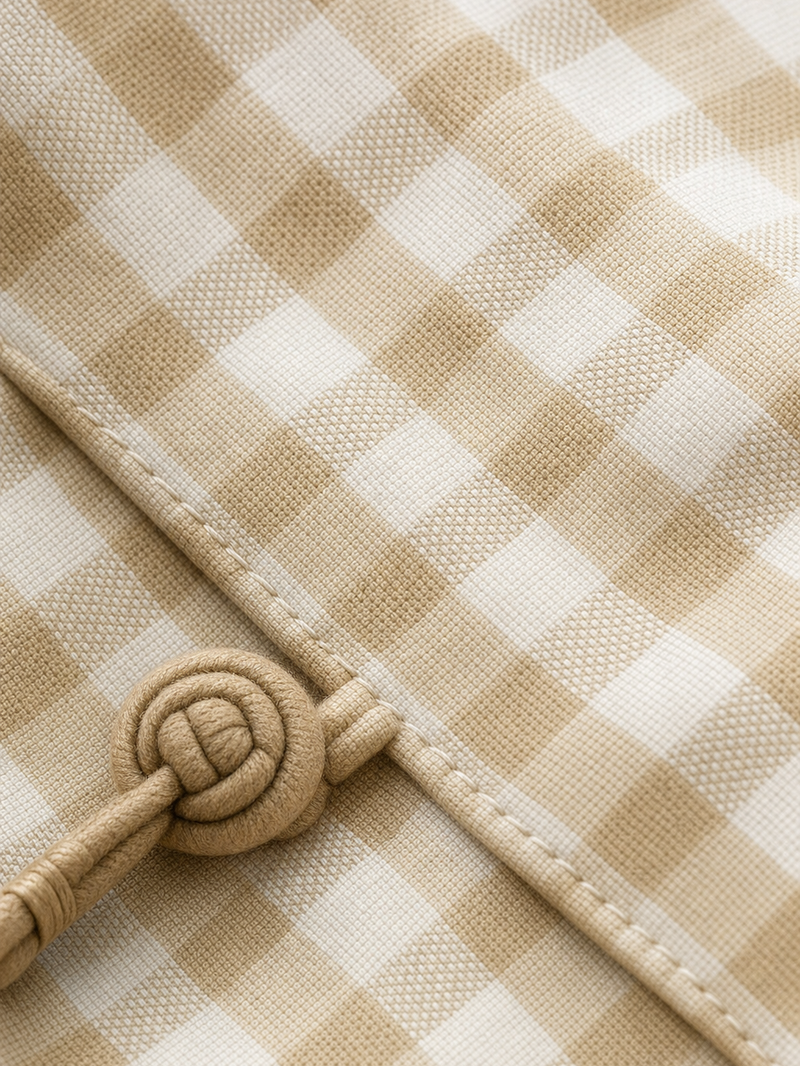 OFF SUPPLY HARMONY BEIGE CHECKS SHIRT – close-up detail