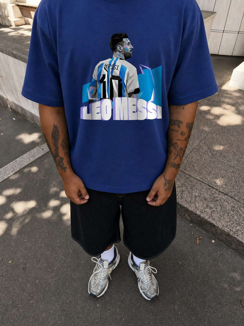 Off Supply Leo Legacy Blue T-Shirt – model front