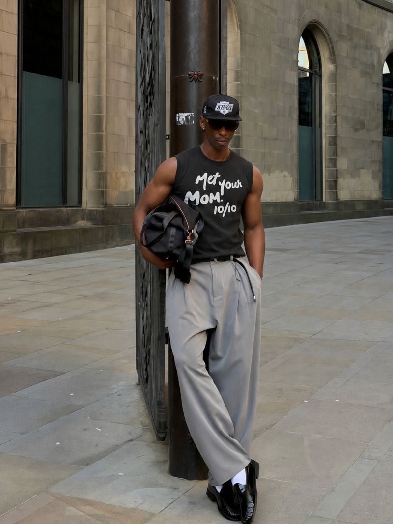 OFF SUPPLY MET YOUR MOM BLACK TANK – model front