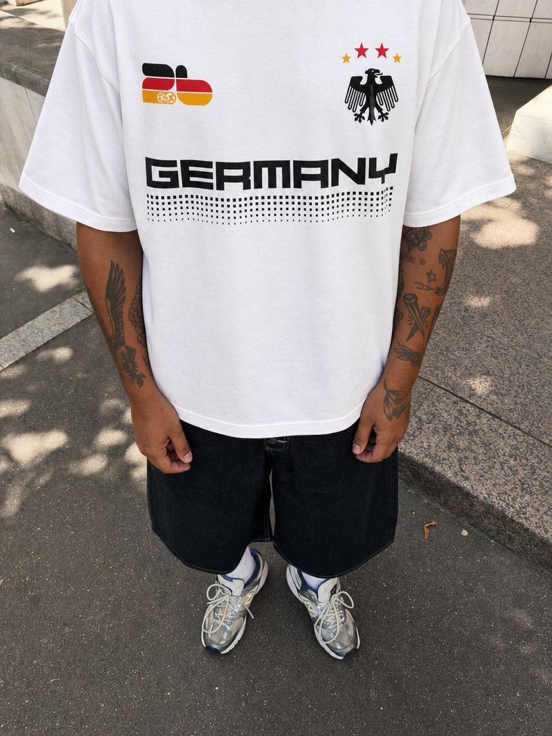 Off Supply Germany Trophy White T-Shirt – model front