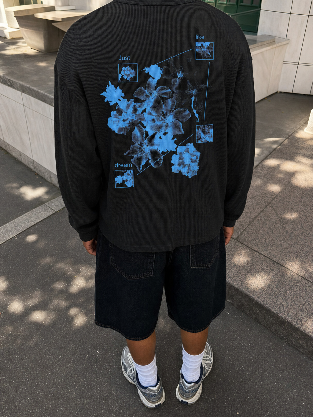 Off Supply Bloom & Beyond Black Waffle T-shirt – model back