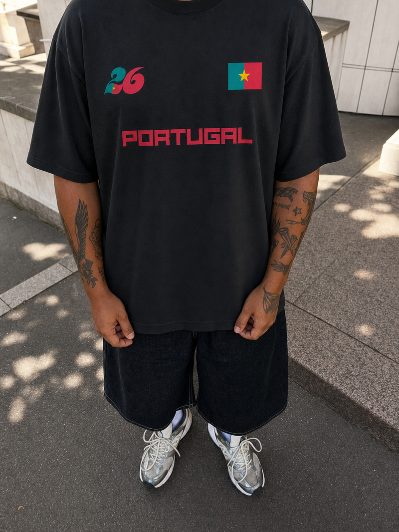 Off Supply Portugal 26 Black T-Shirt – model front