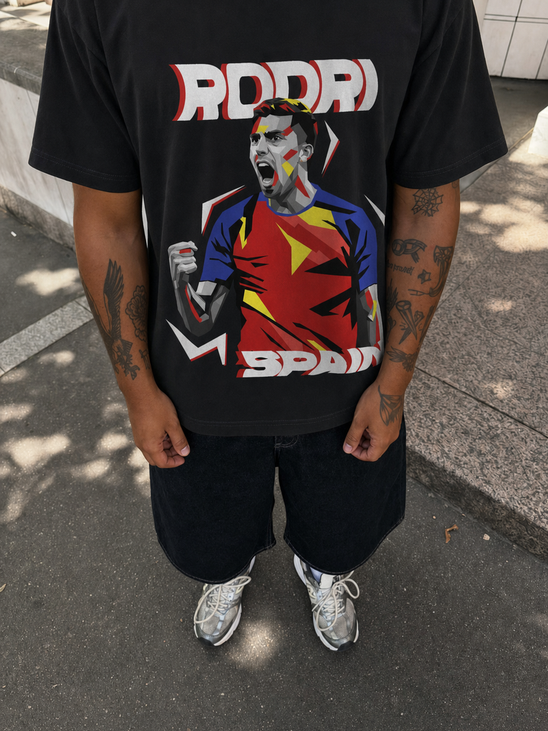 Off Supply Red Fury Black T-Shirt – model front