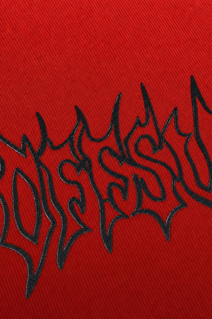 Close-up fabric detail - RED FLAME TSHIRT