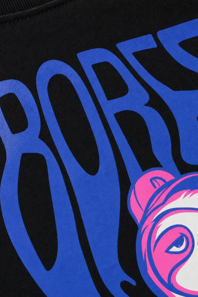 Close-up fabric detail - Off supply Bored black T-shirt