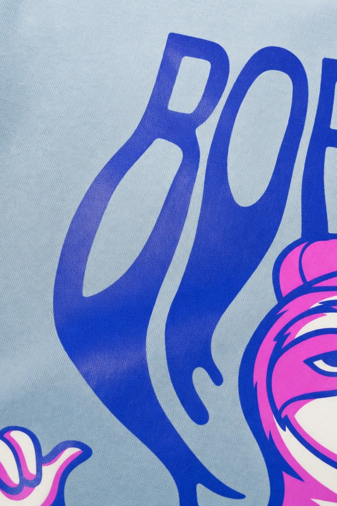 Close-up fabric detail - Off supply Bored light Blue T-shirt