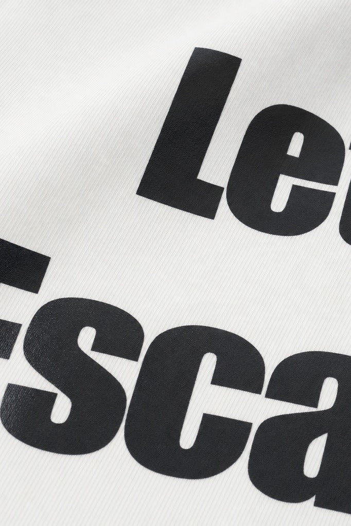 Close-up fabric detail - Off supply Escape From Reality white t-shirt