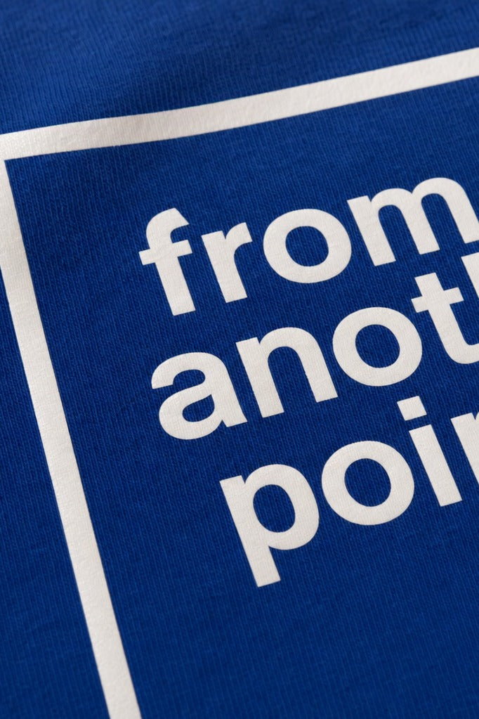 Close-up fabric detail - Off supply From another POV blue t-shirt