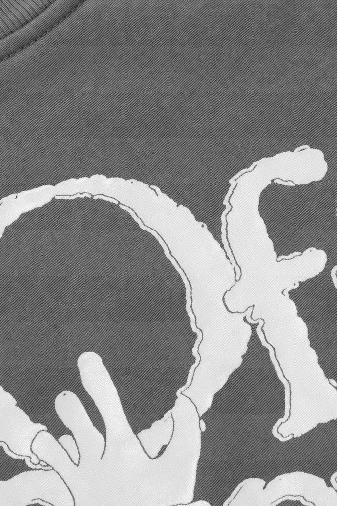 Close-up fabric detail - Off supply Modern Fashion grey t-shirt