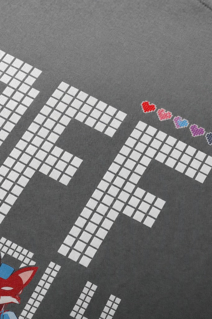 Close-up fabric detail - Off supply Pixel Warrior Grey T-shirt