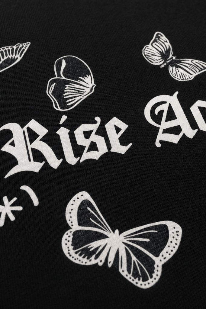 Close-up fabric detail - Off supply Rise Against Odd black t-shirt