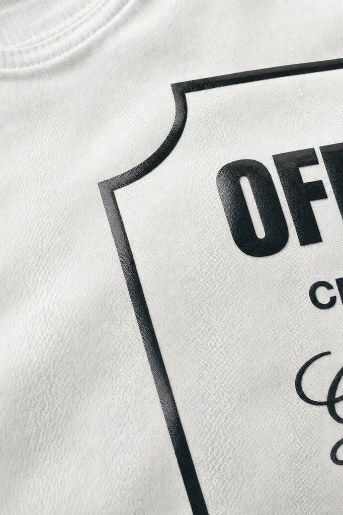 Close-up fabric detail - Off Supply Genuine Premium Quality Stamp T-shirt