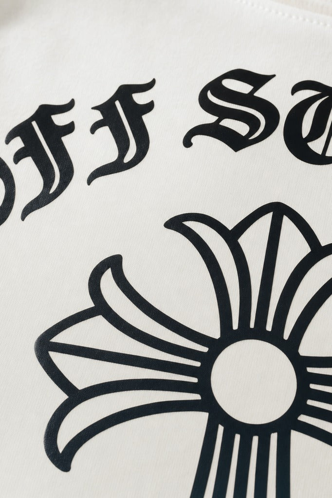 Close-up fabric detail - Off Supply Premium Ornate Cross T-Shirt