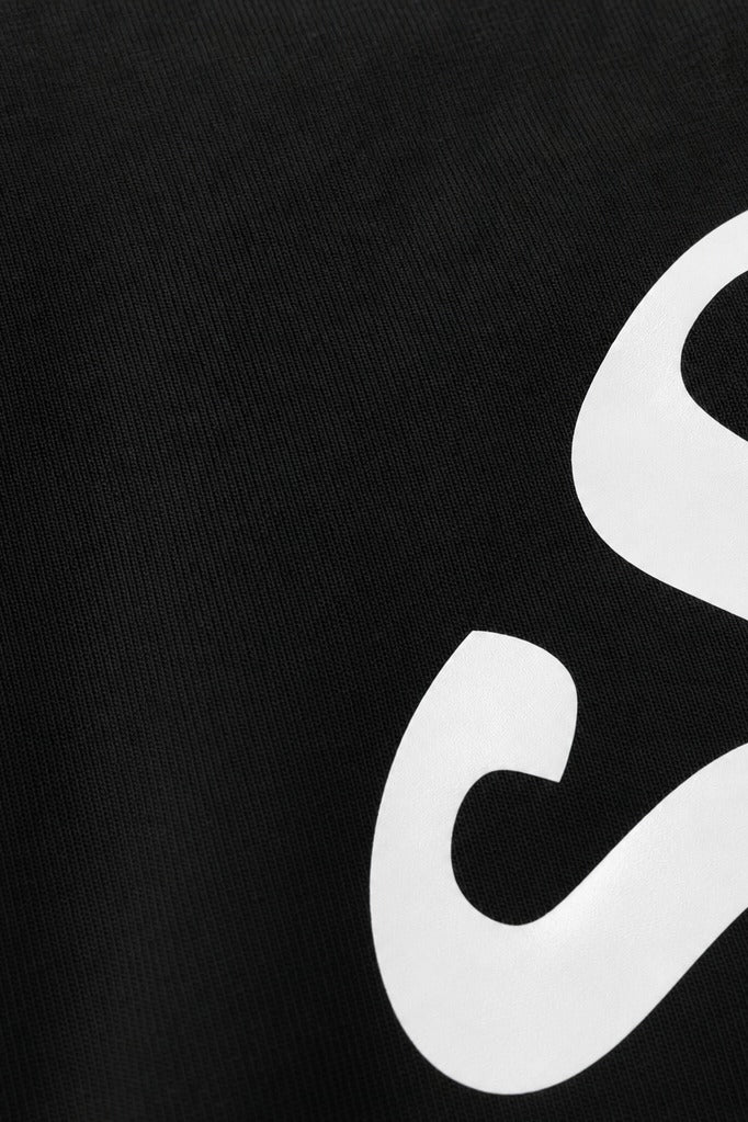Close-up fabric detail - Off Supply Premium Heavyweight Graphic Black T-Shirt