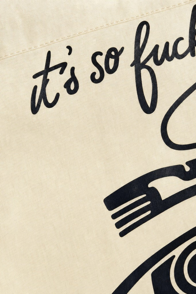 Close-up fabric detail - Off Supply Bar Tokyo Off White Bowling Shirt