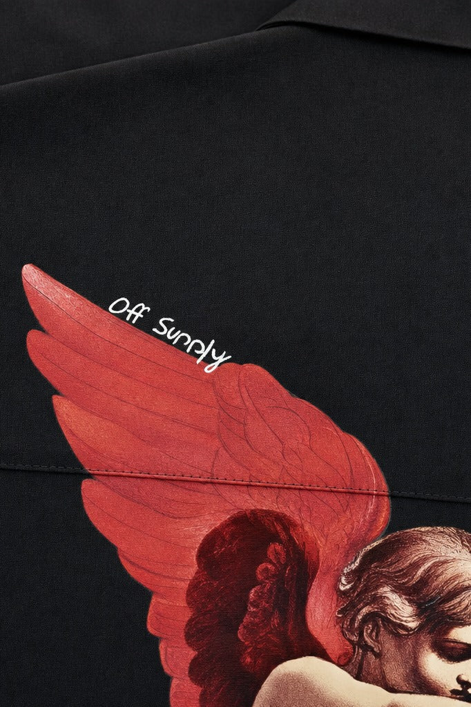 Close-up fabric detail - Off Supply Cupid_s Fav Black Bowling Shirt